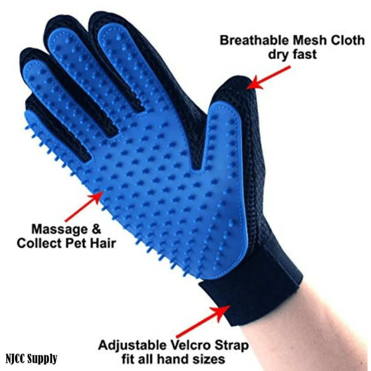 Pet Dog Cat Massage Hair Removal Grooming Comb Touch Cleaning Brush Magic Glove - Red Right Hand