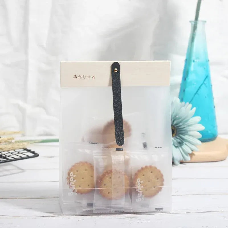 50pcs Transparent Snack Bags Biscuit Candy Bags Resealable Food Packaging - Orange