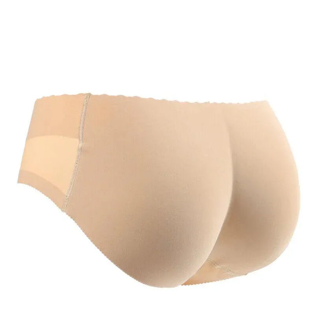 Beige Seamless Padded Butt Lifter Briefs Hip Enhancer Underwear for Women - XL ( Hipline:92-96cm )