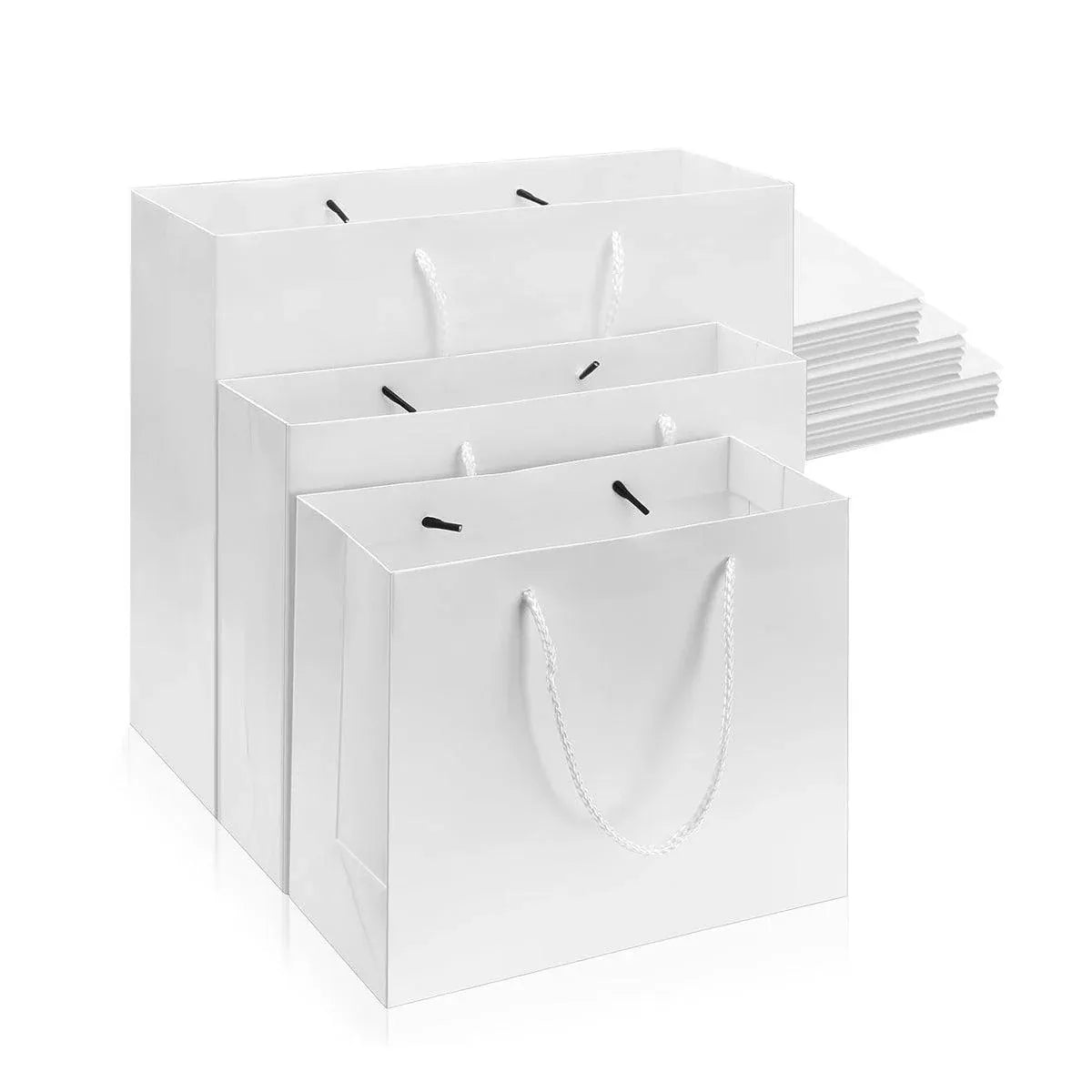 50PCS Kraft Paper Gift Bags Custom Blank Shopping Handbags for Garment Packaging - 25x30x13.5cm