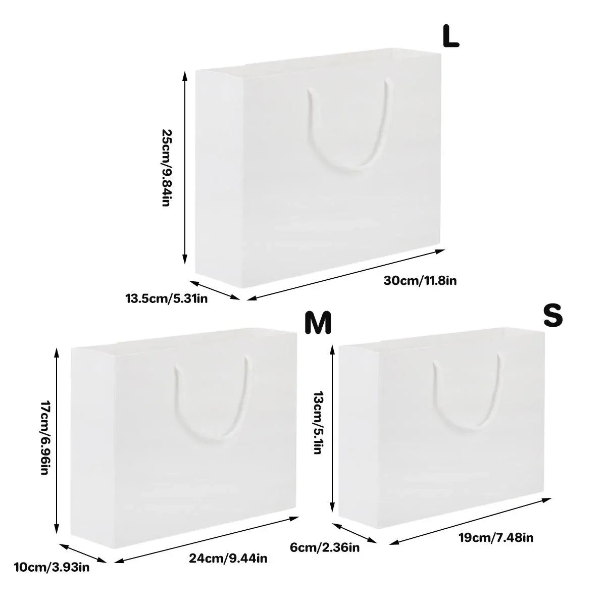 50PCS Kraft Paper Gift Bags Custom Blank Shopping Handbags for Garment Packaging - 25x30x13.5cm
