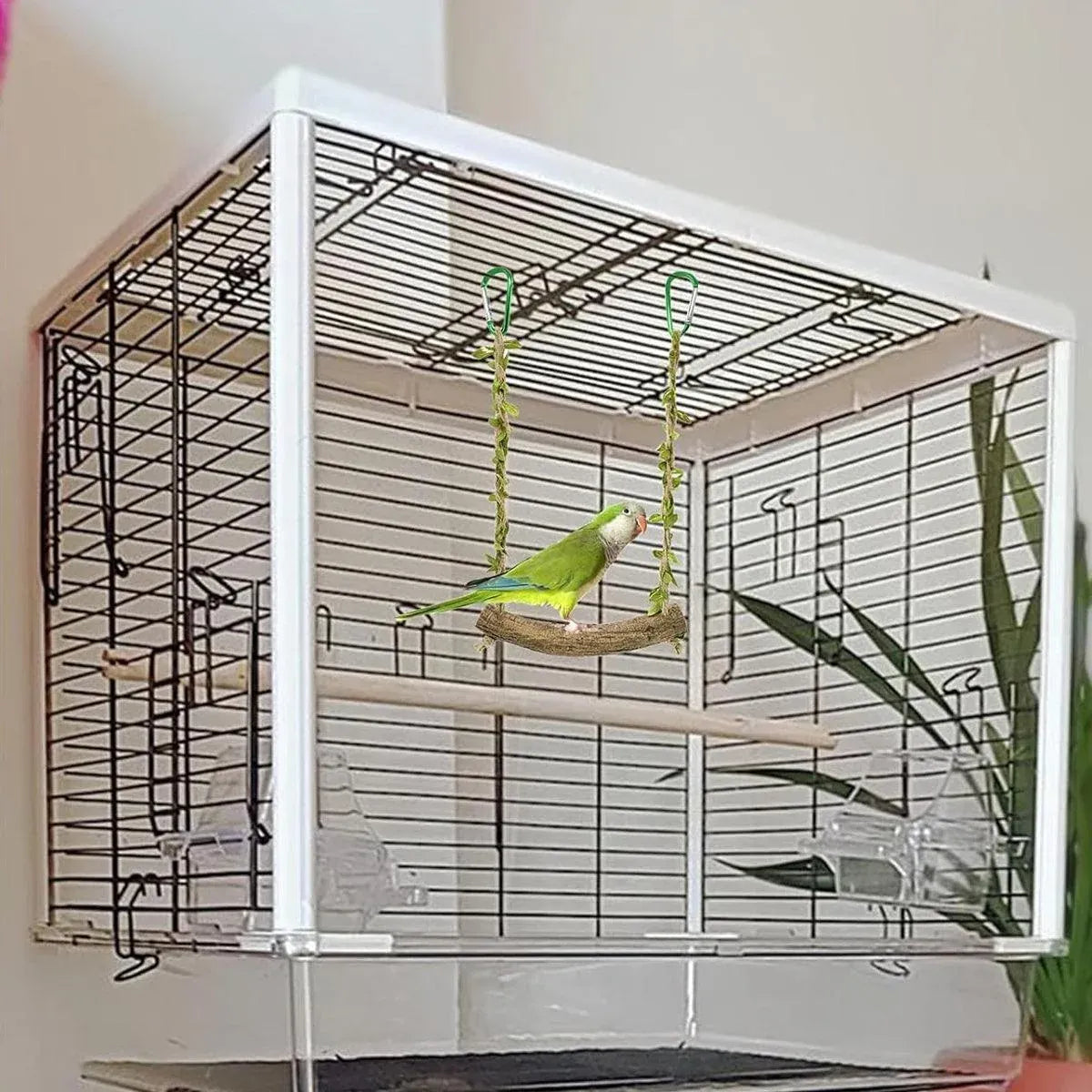 Parrot Swing Stand Wooden Pole Bird Perch Stick Climbing Toy Cage Accessory