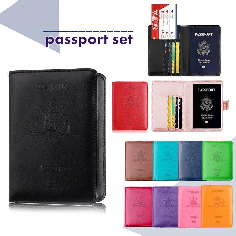 RFID Passport Holder Slim Leather Travel Wallet ID Card Cover Case for Men Women - Rose Red