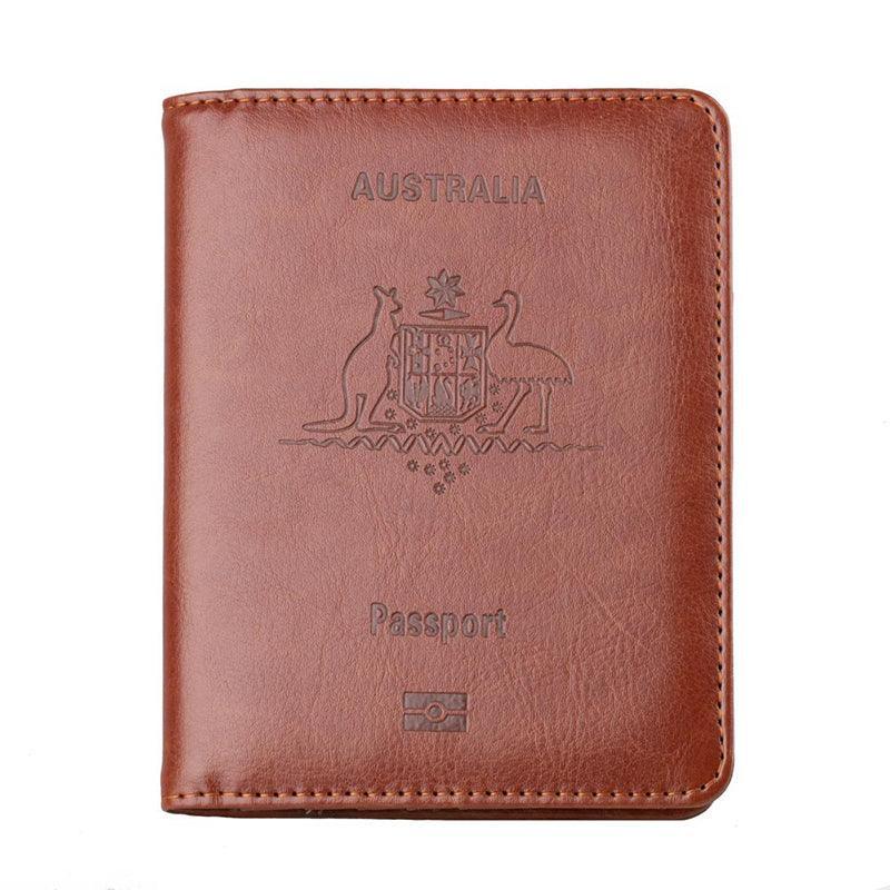 RFID Passport Holder Slim Leather Travel Wallet ID Card Cover Case for Men Women - Rose Red