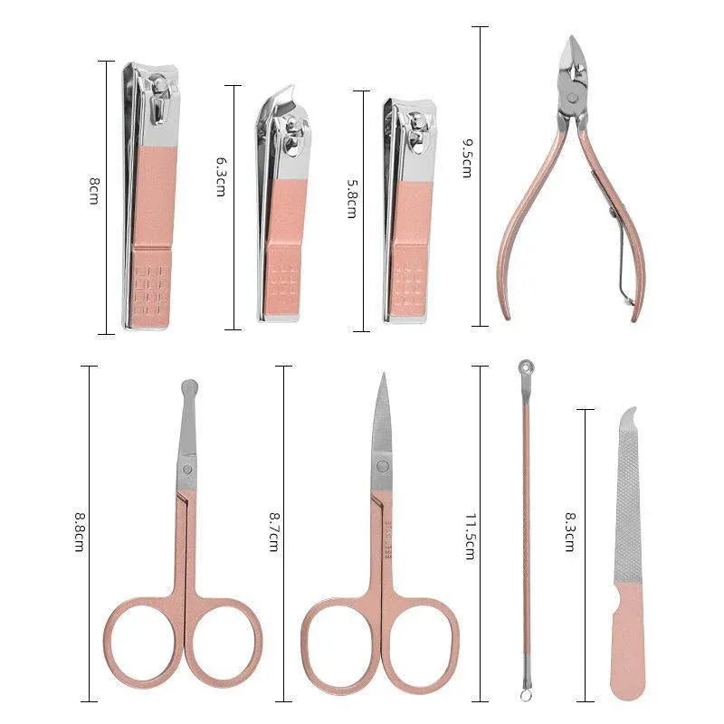 18 Piece Rose Gold Stainless Steel Manicure Pedicure Set With Travel Case