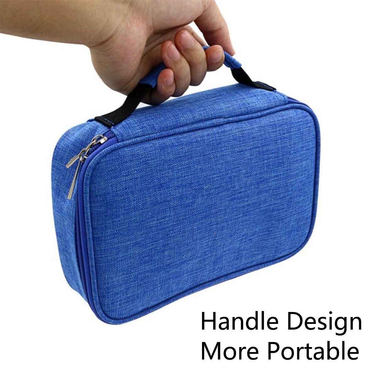 Large Capacity Waterproof Pen Pouch Pencil Case Student Stationery Storage Bag - Blue