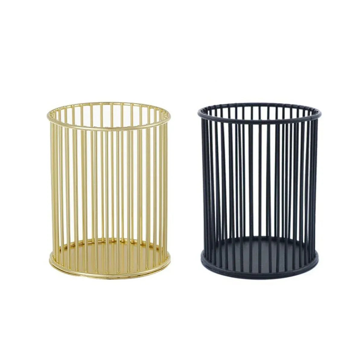 2PCS Metal Pen Holder Desktop Organizer Multifunctional Storage Bucket Office
