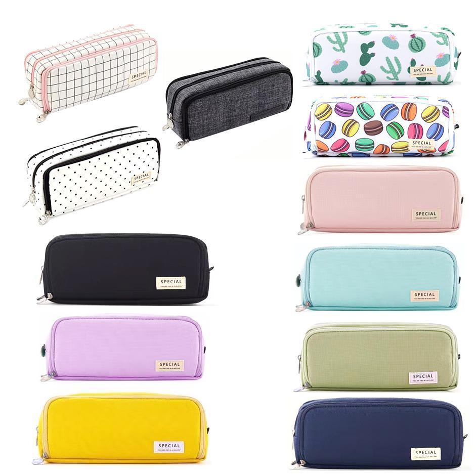 Zipper Pencil Case Large Capacity Storage Bag School Stationery Makeup Organizer - Blue