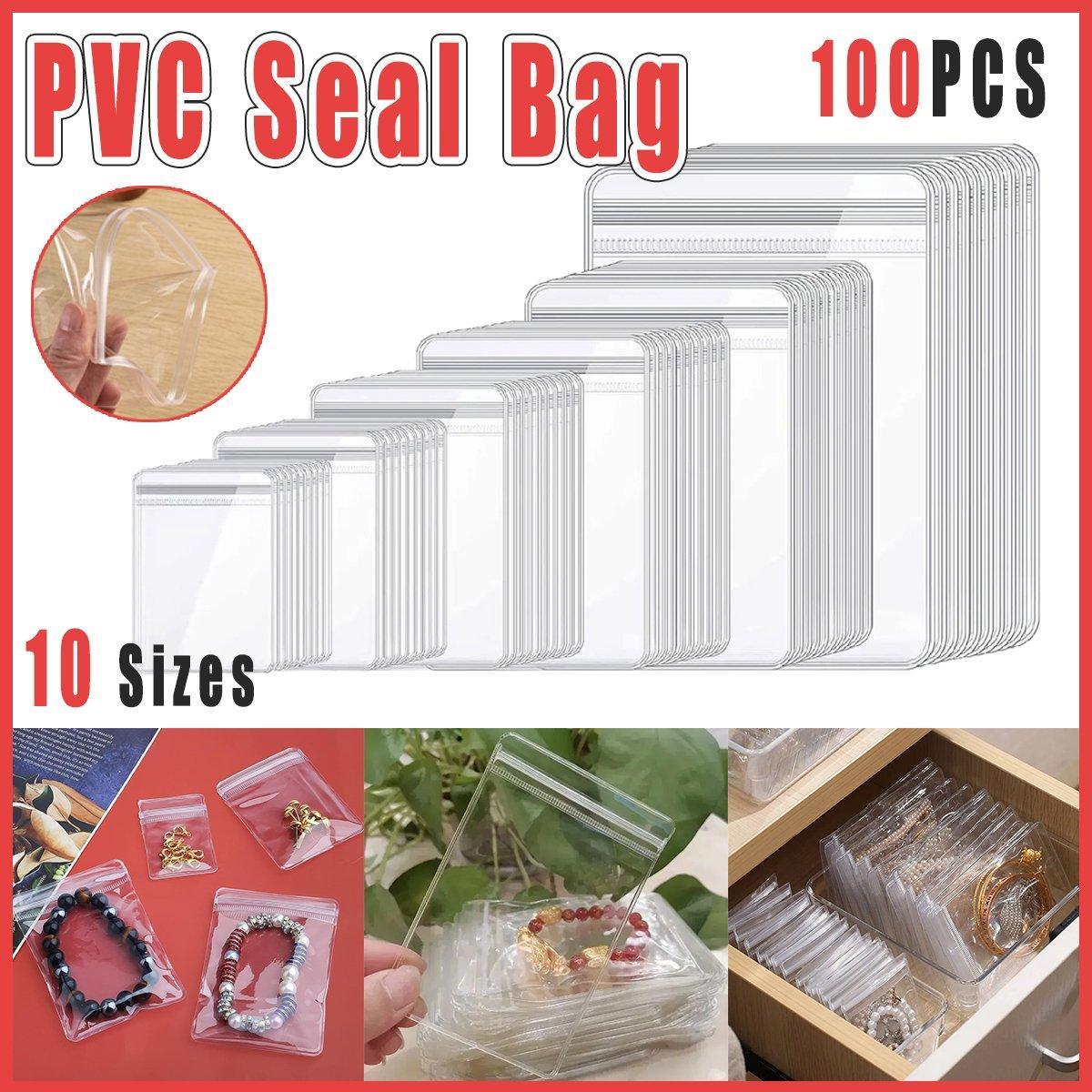 100pcs PVC Self-Sealing Jewelry Bags Anti-Oxidation Storage Dustproof Bags - 13*13cm