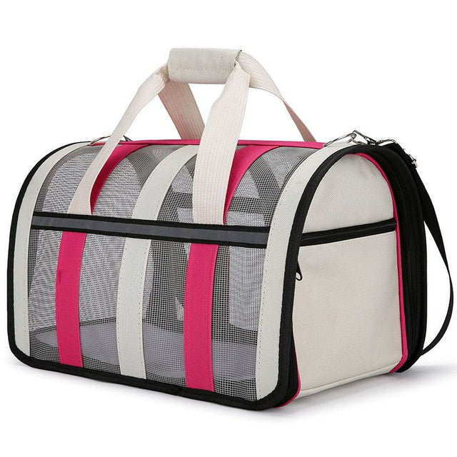 Pet Carrier Bag Portable Travel Cat Tote Bag Soft Breathable Cat Bag - Rose Red