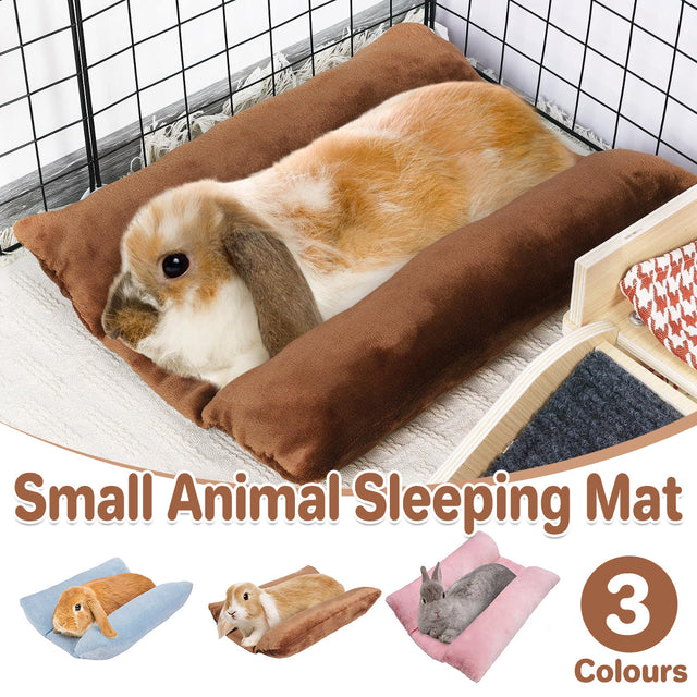 Small Animal Bed Cushion Plush Sleeping Mat Pet Carrier Cage Nest Hamster Brown