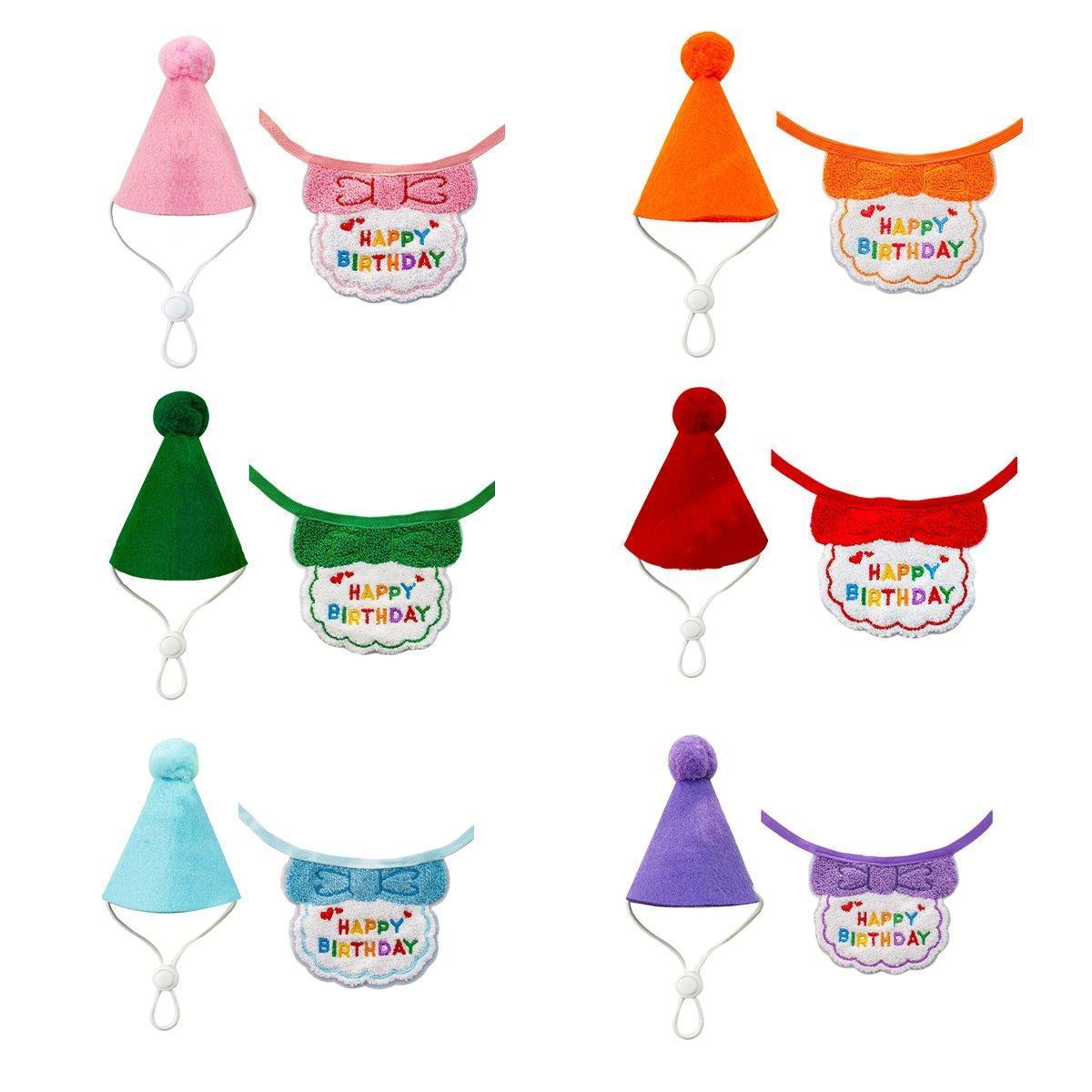 Pet Birthday Dog Cat Bib Scarf Hat Accessory Dogs Cats Celebration - Orange
