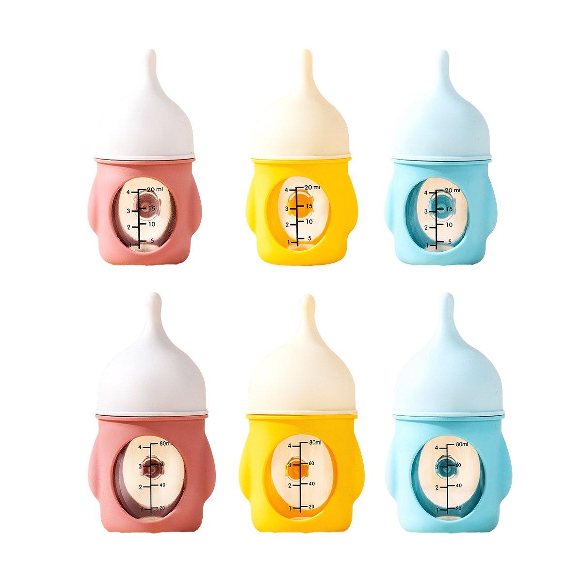 Silicone Pet Milk Feeding Bottle with Scale for Small Puppies and Kittens 20ml 80ml - 80ml-Pink