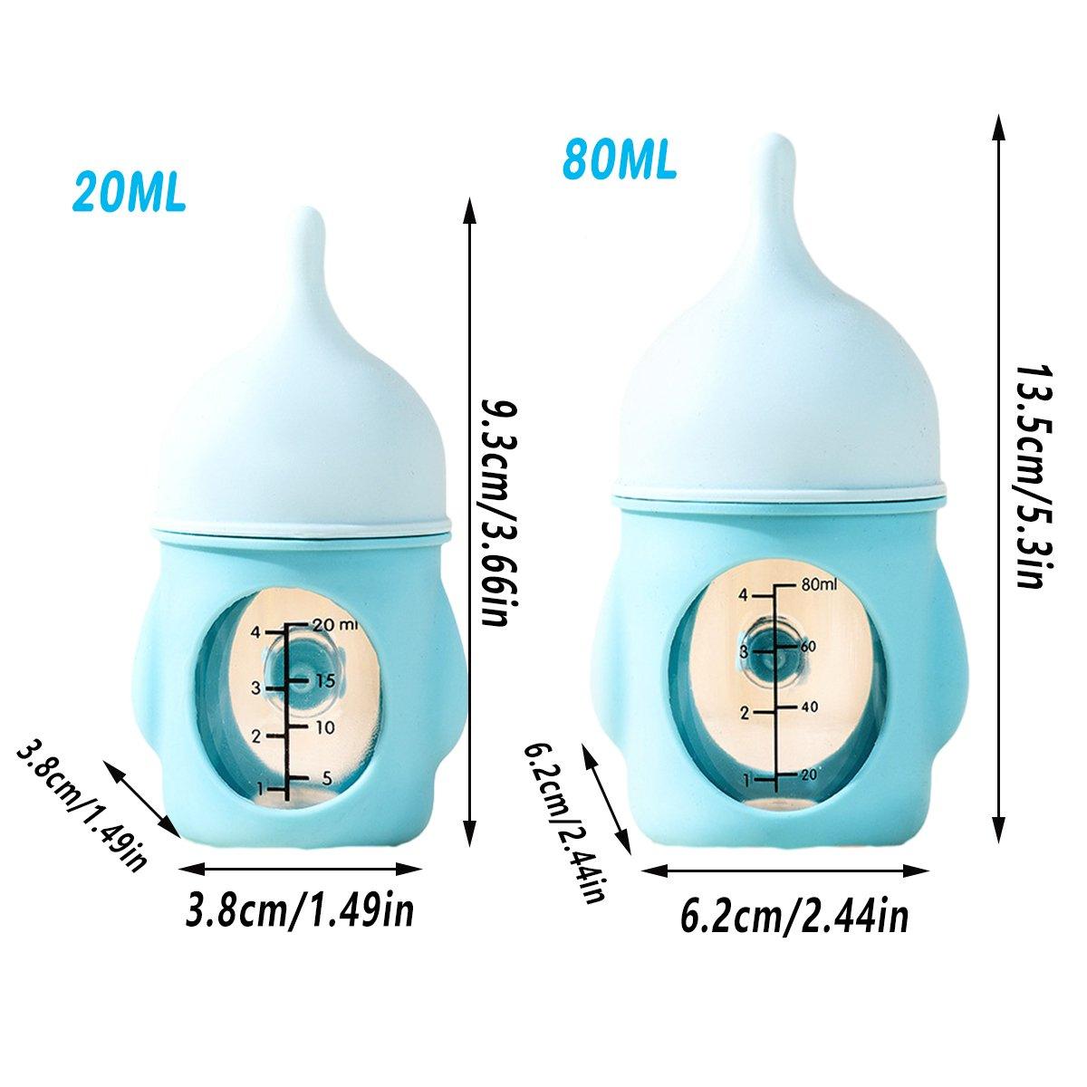 Silicone Pet Milk Feeding Bottle with Scale for Small Puppies and Kittens 20ml 80ml - 80ml-Pink