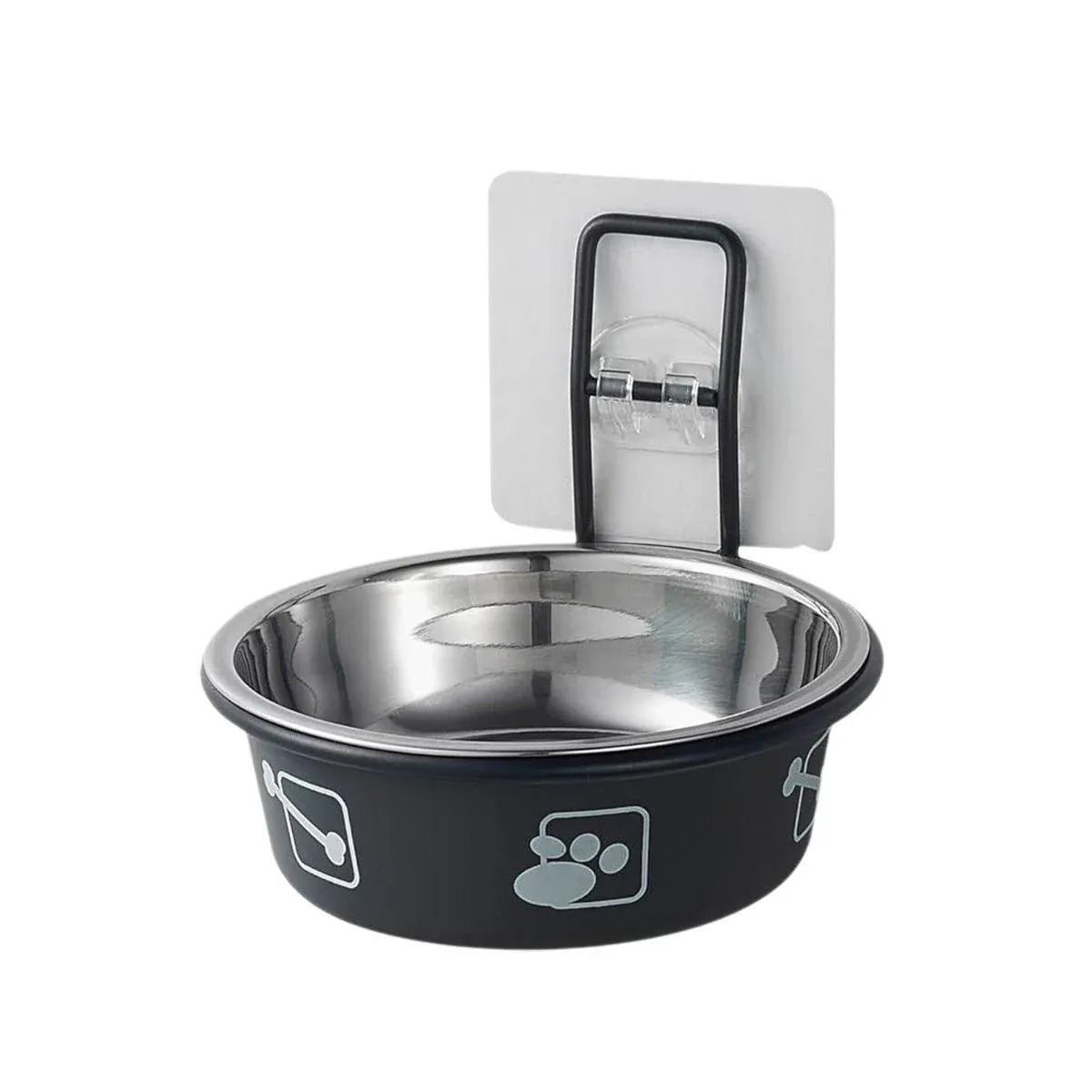 Stainless Steel Pet Bowl Hanging Cat Food Water Bowl Durable for Dogs and Cats - Black-12cm
