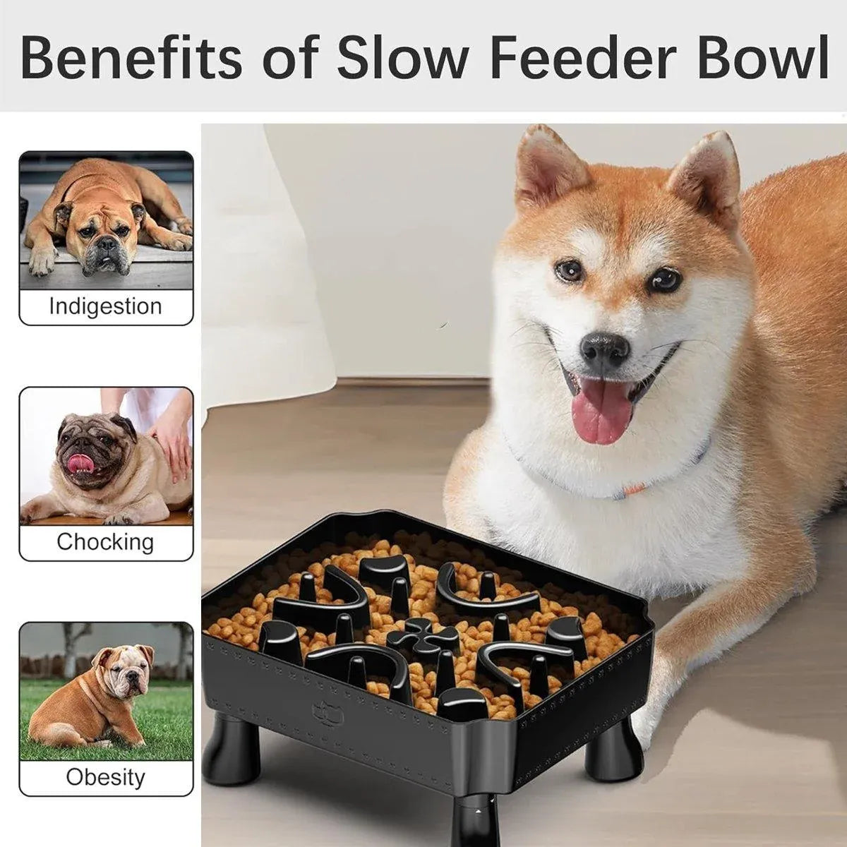 Pet Slow Feeder Bowl Removable Large Capacity Dog Cat Feeding Bowl Anti Slip