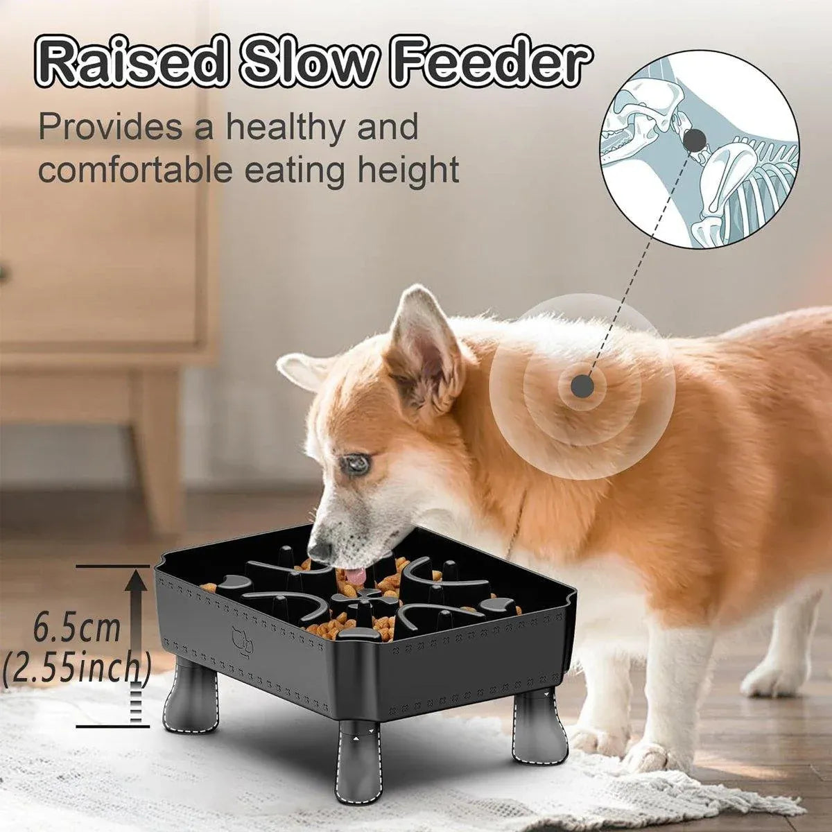 Pet Slow Feeder Bowl Removable Large Capacity Dog Cat Feeding Bowl Anti Slip