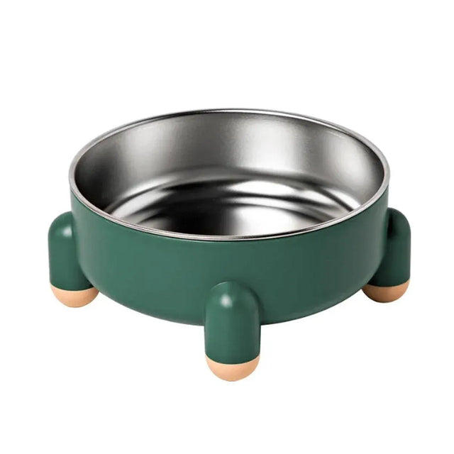 Anti-Tip Stainless Steel Dog Bowl Pet Basin Dogs Cats Feeding Dish - Green