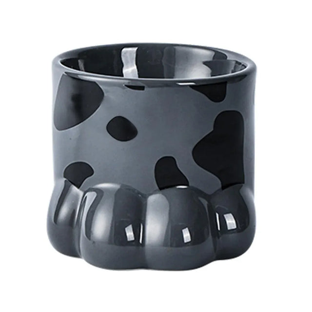 Ceramic Cat Food Bowl Cute Drinking Bowl Pets Non Slip Food Water Bowl - Grey
