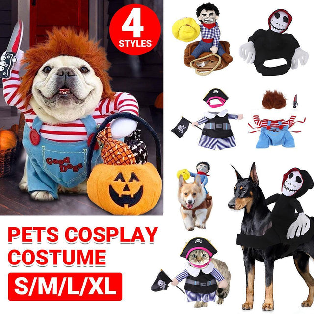 Halloween Dog Costume Pet Accessories Funny Small Medium Little Devil Riding M