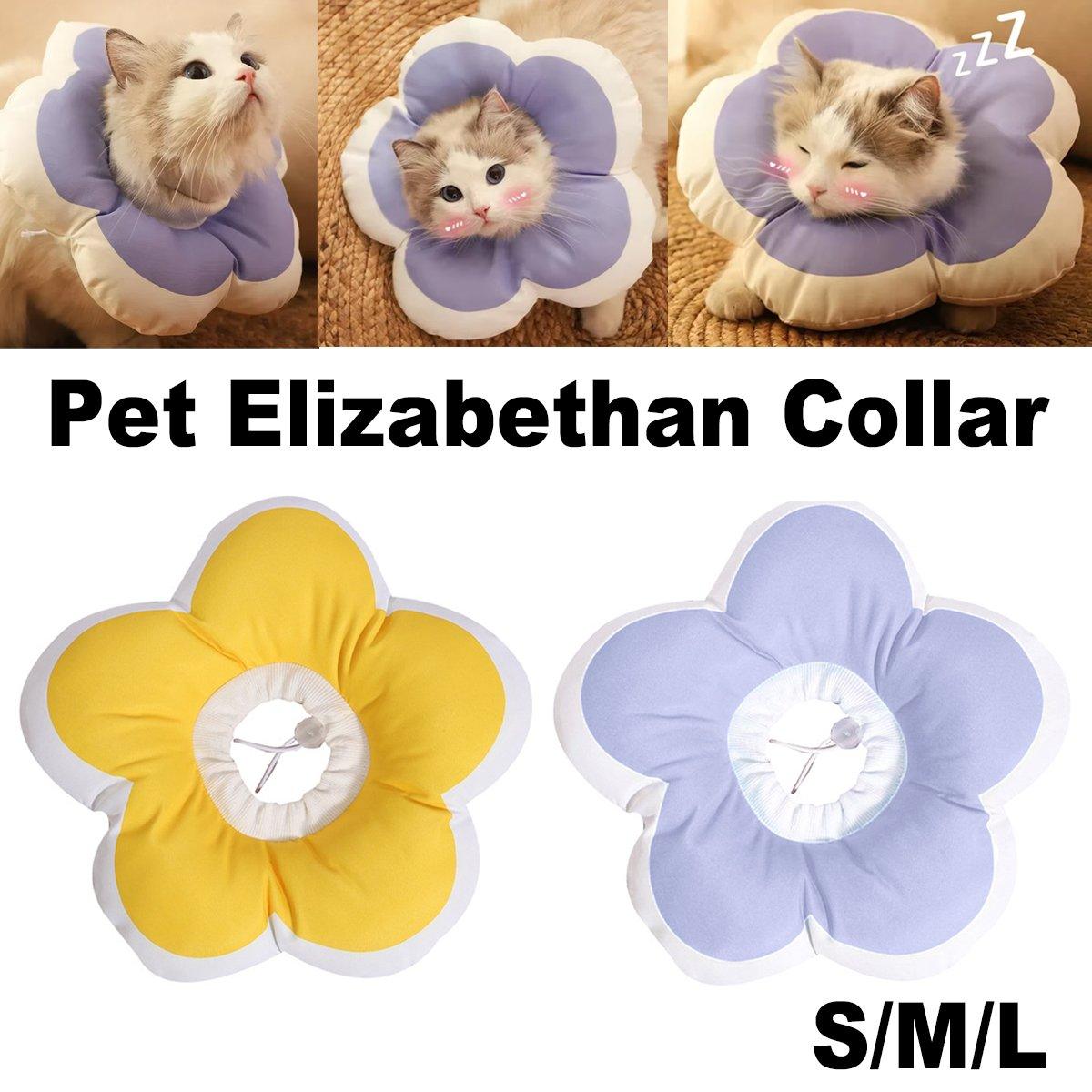 Elizabethan Cat Recovery Collar Anti Licking Pet Cone Protective Neck Ring - Yellow-L