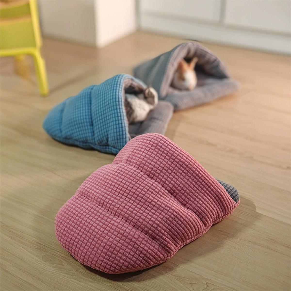 Pet Kennel Sleeping Bag Semi Enclosed Bed for Small Animals Cats and Puppies - Blue