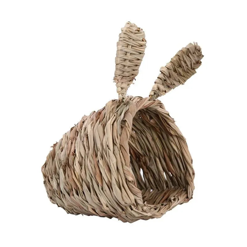 Rabbit Tunnel Nest Hamster Hideout Woven Grass Small Animal Play Tube