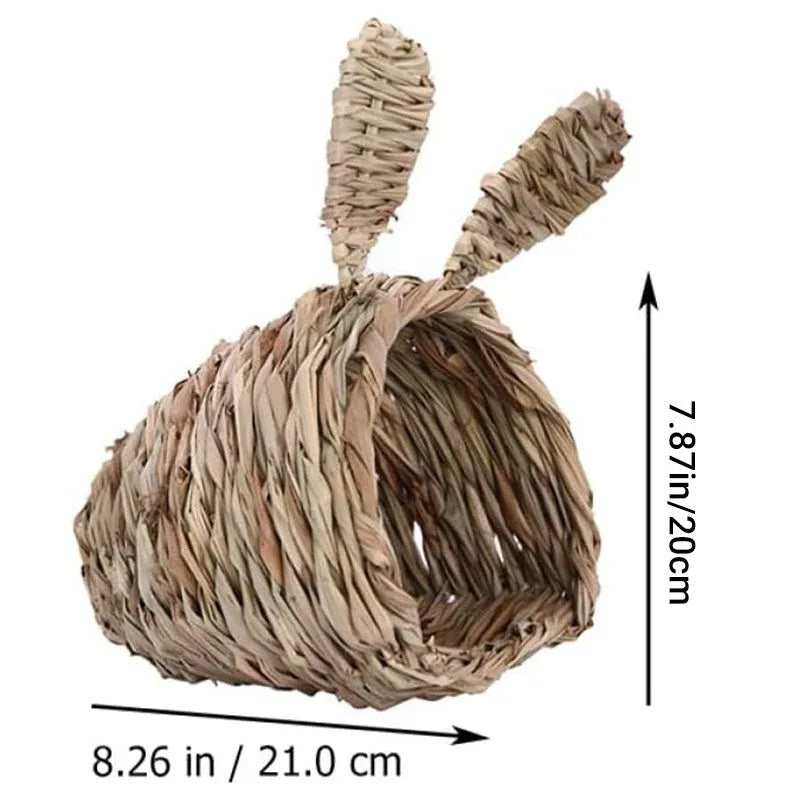 Rabbit Tunnel Nest Hamster Hideout Woven Grass Small Animal Play Tube