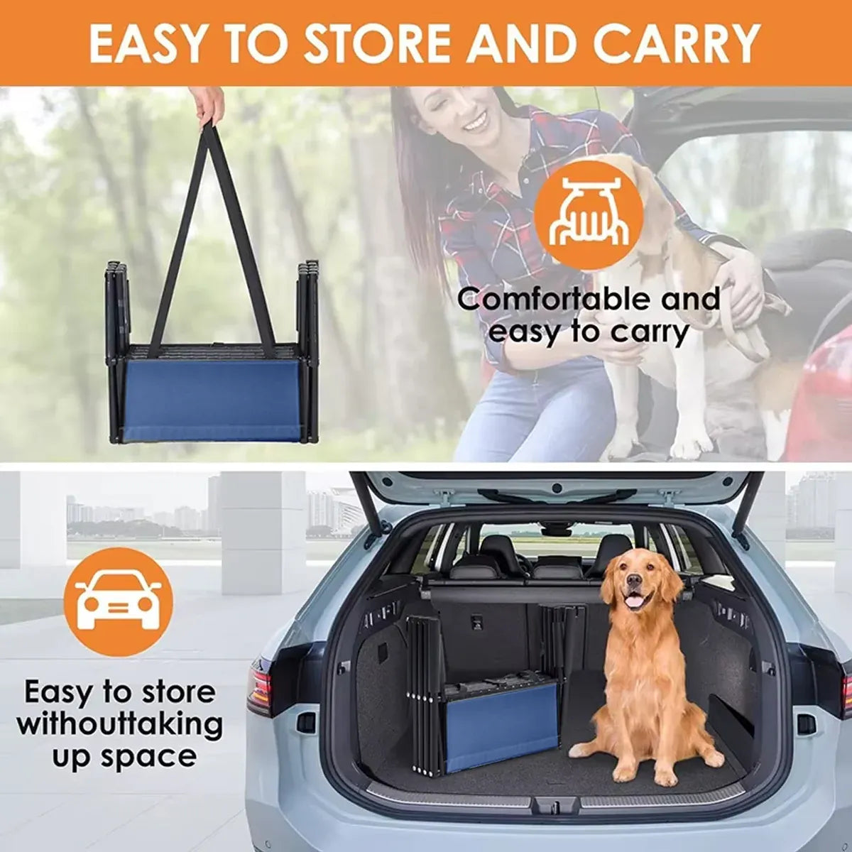 2 Steps Dog Ramp Pet Ladder Foldable Car Travel Height Stair for Pets Access