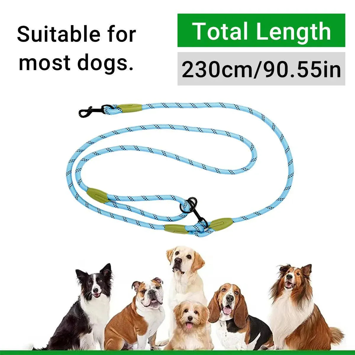 Adjustable Diagonal Dog Walking Leash Hands Free Crossbody Pet Lead Dogs - Pink