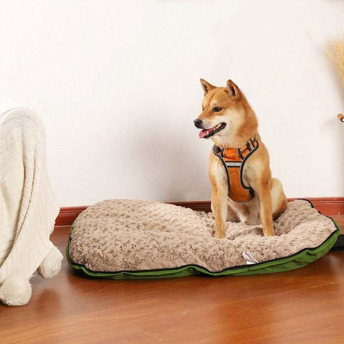 Portable Folding Pet Kennel Zippered Outdoor Dog Bed Travel Mat Waterproof - Blue