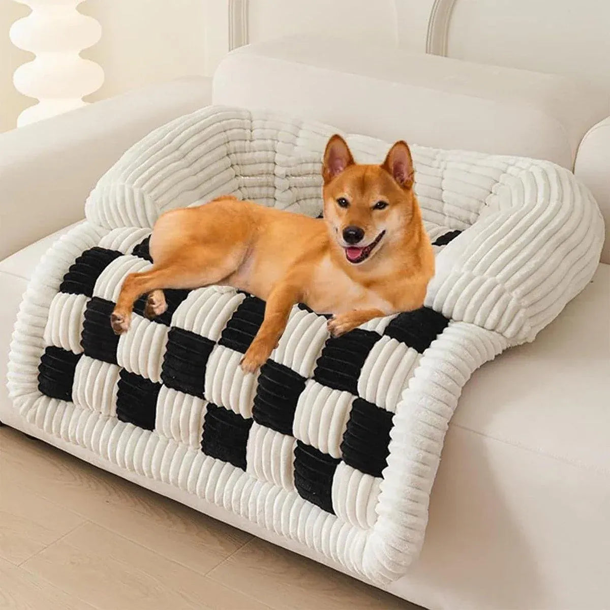 Checkerboard Pet Dog Kennel Mat Comfortable Cushion for Dogs and Puppies Bedding - Dark Brown