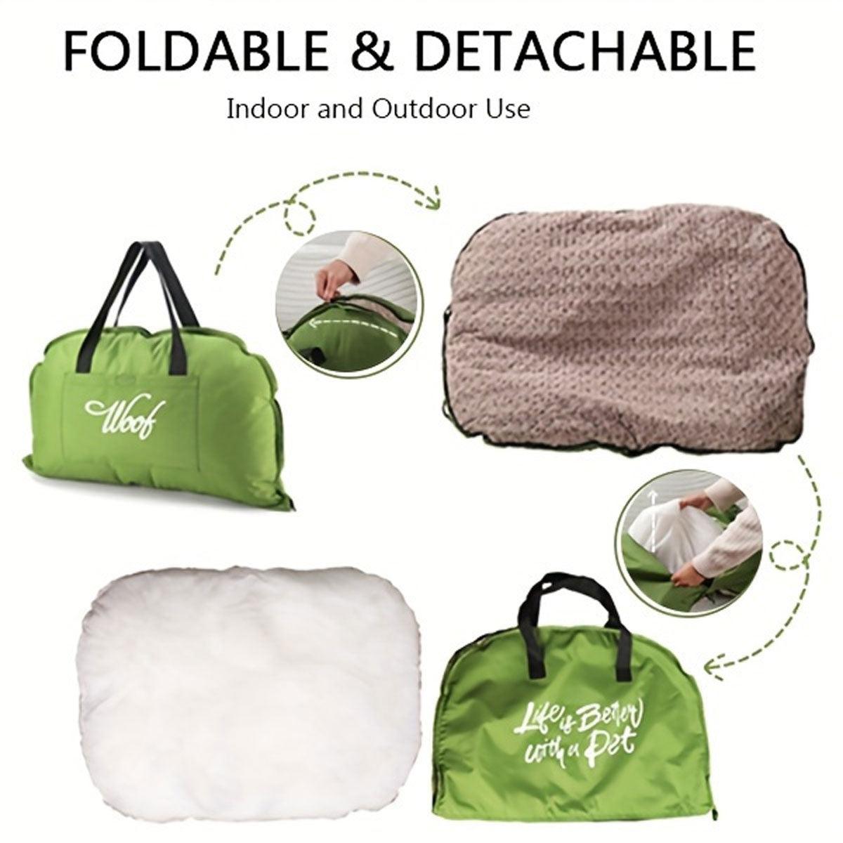 Portable Folding Pet Kennel Zippered Outdoor Dog Bed Travel Mat Waterproof - Green