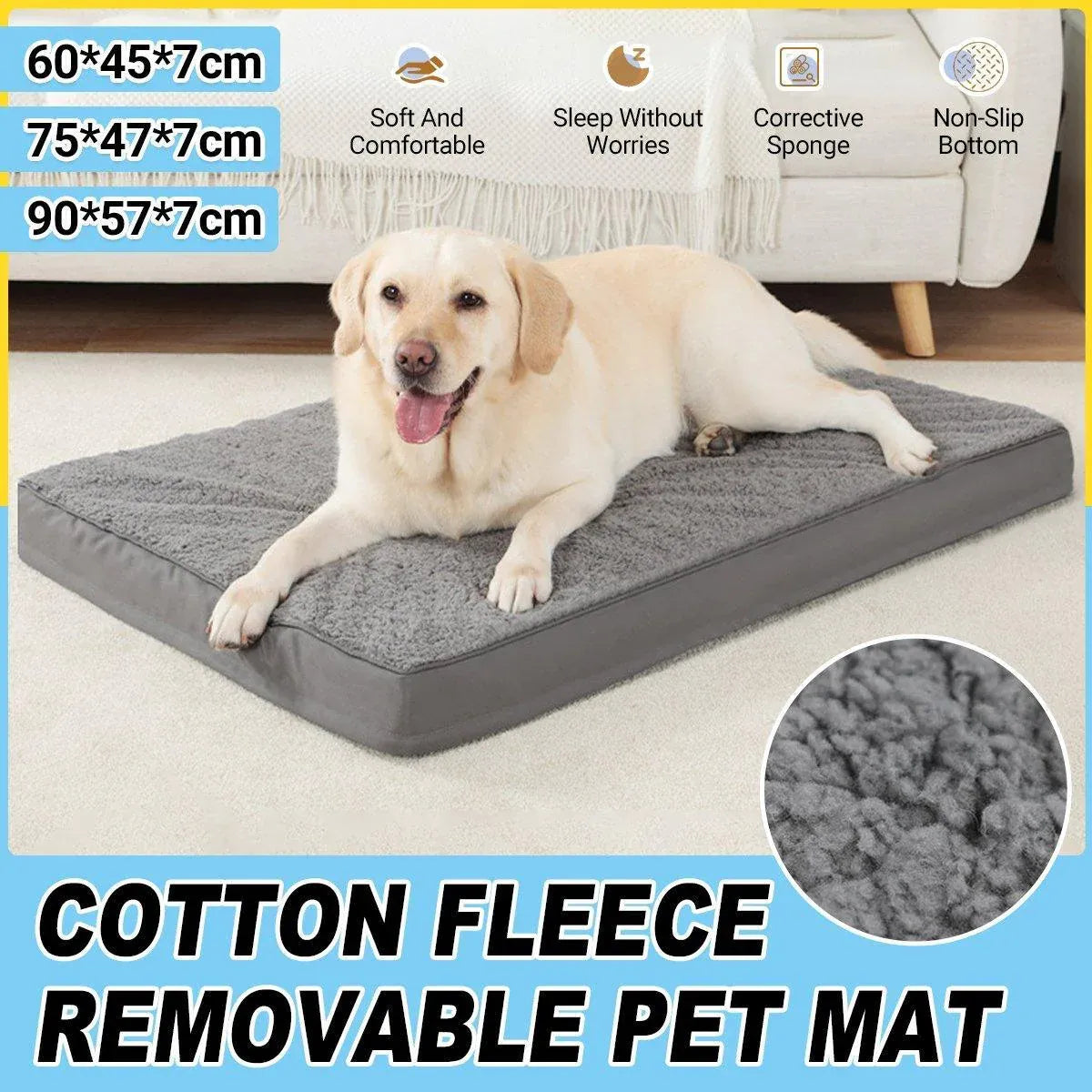 Removable Washable Waterproof Pet Mattress Anti-Bite Cushion Sleeping Dog Mat - 90x57x7cm
