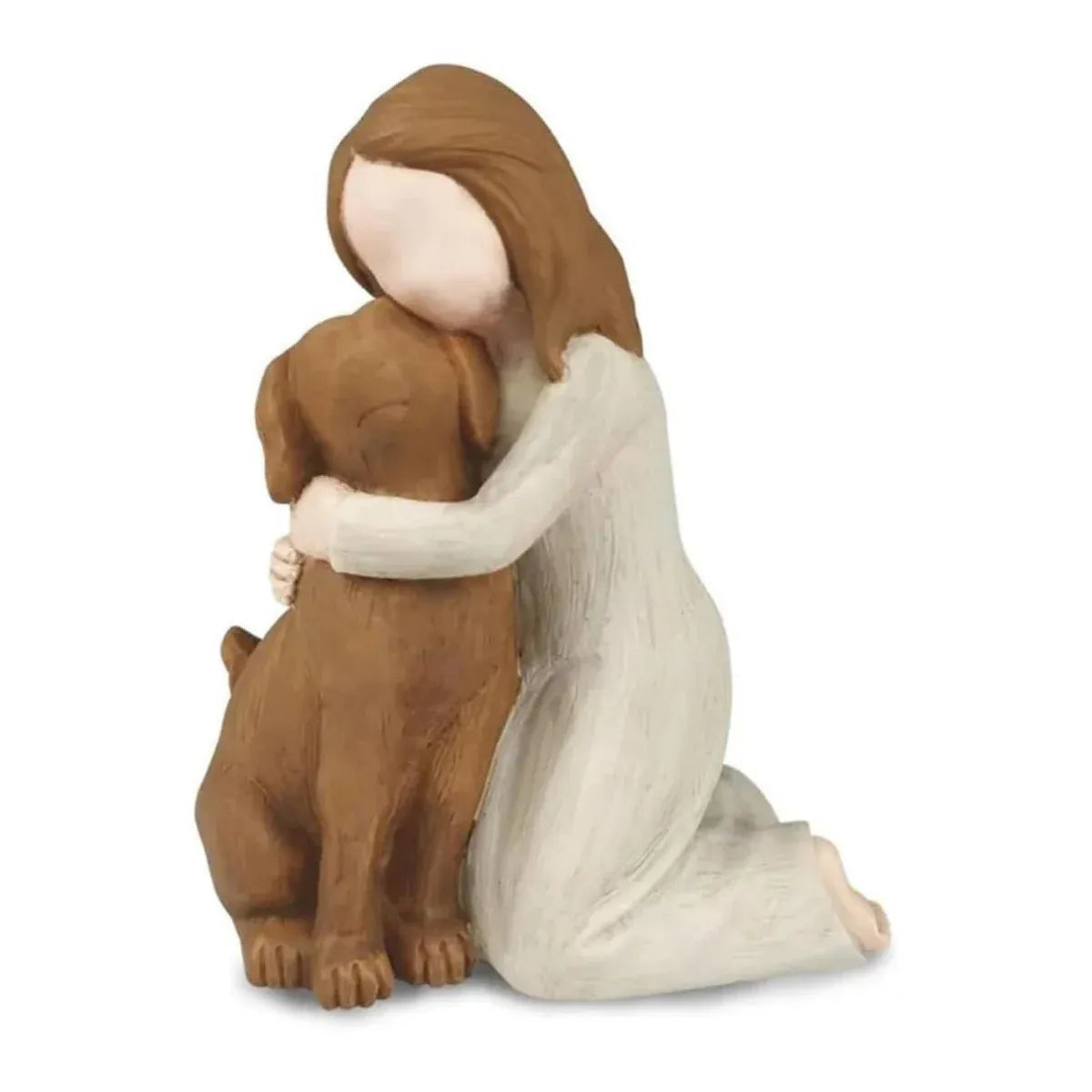 Girl Hugging Dog Ornament Decorative Figurine Resin Home Decoration Craft Gift - Yellow
