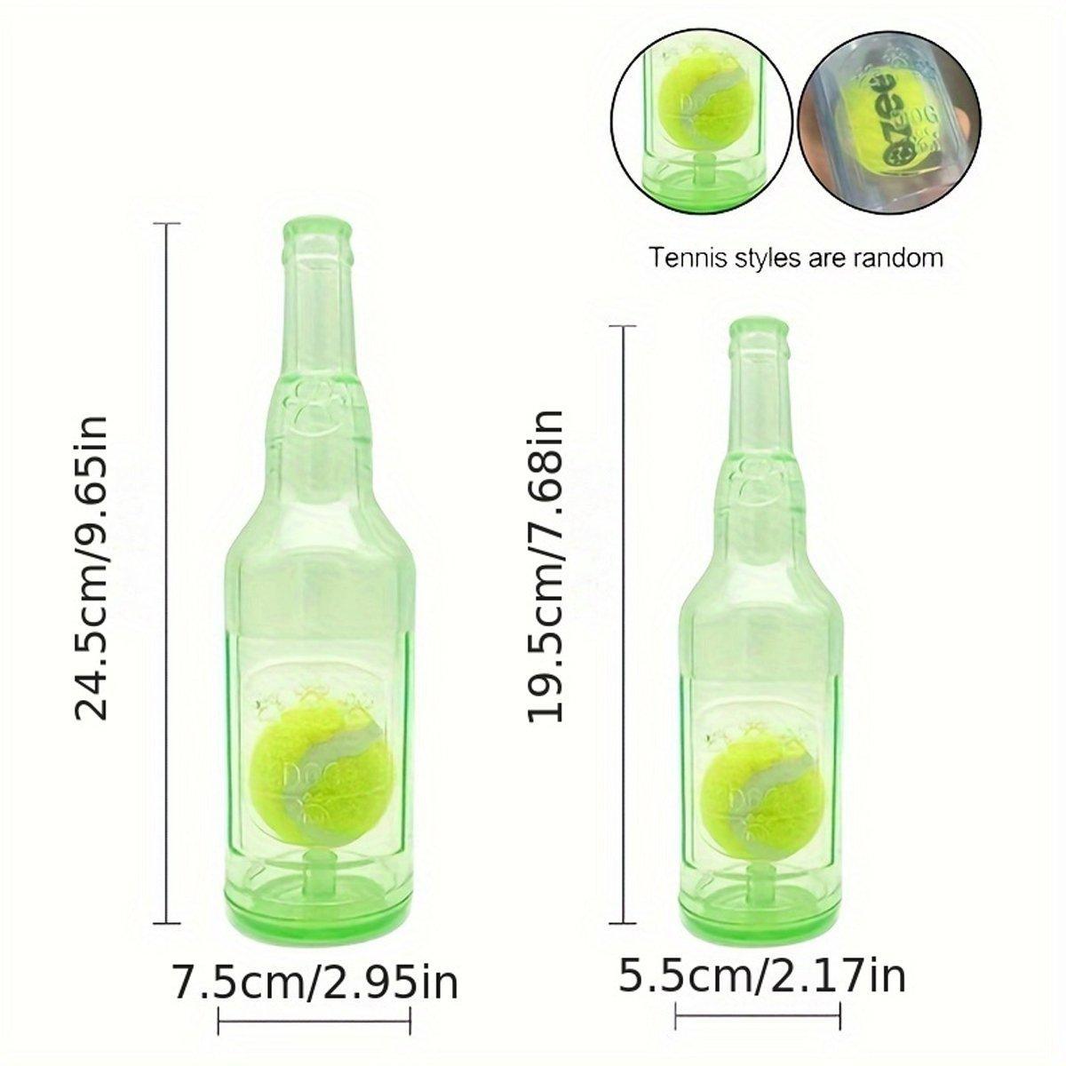 Durable Pet Teething Resistant Tennis Ball Wine Bottle Chew Toy for Dogs Play - Blue-S
