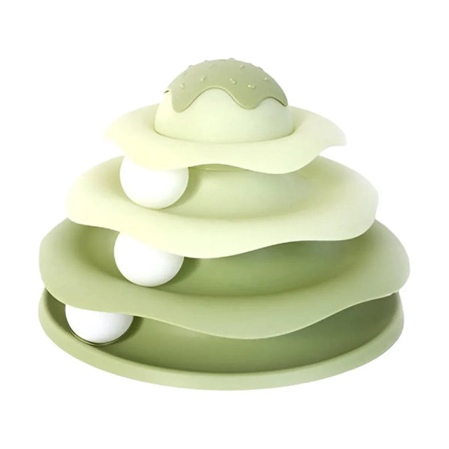 Funny Cat Toy Pet Toys Plastic Tower Interactive Track Ball Playing Game 3 Level - Green