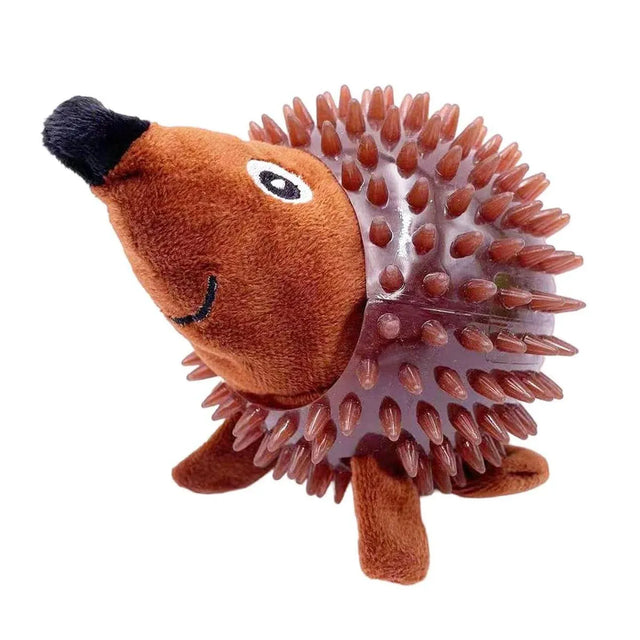 Dog Toy Rubber Spiky Ball Squeaky Chew Sound Interactive Pet Play - Hedgehog