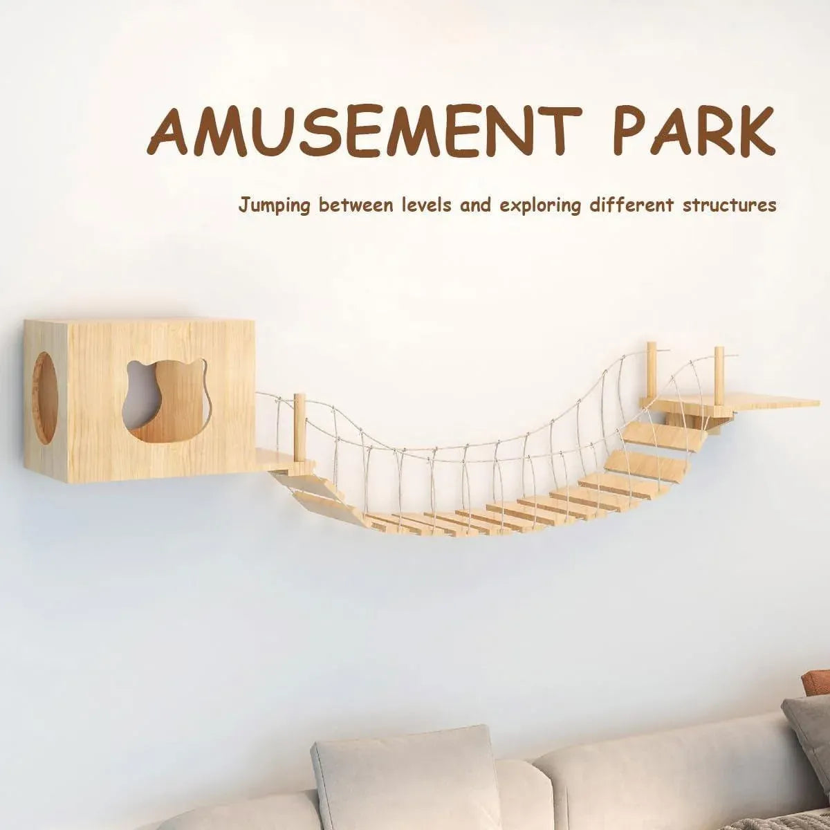 Wall Mounted Cat Climbing Shelf Jumping Platform Wooden Pet Perch Furniture