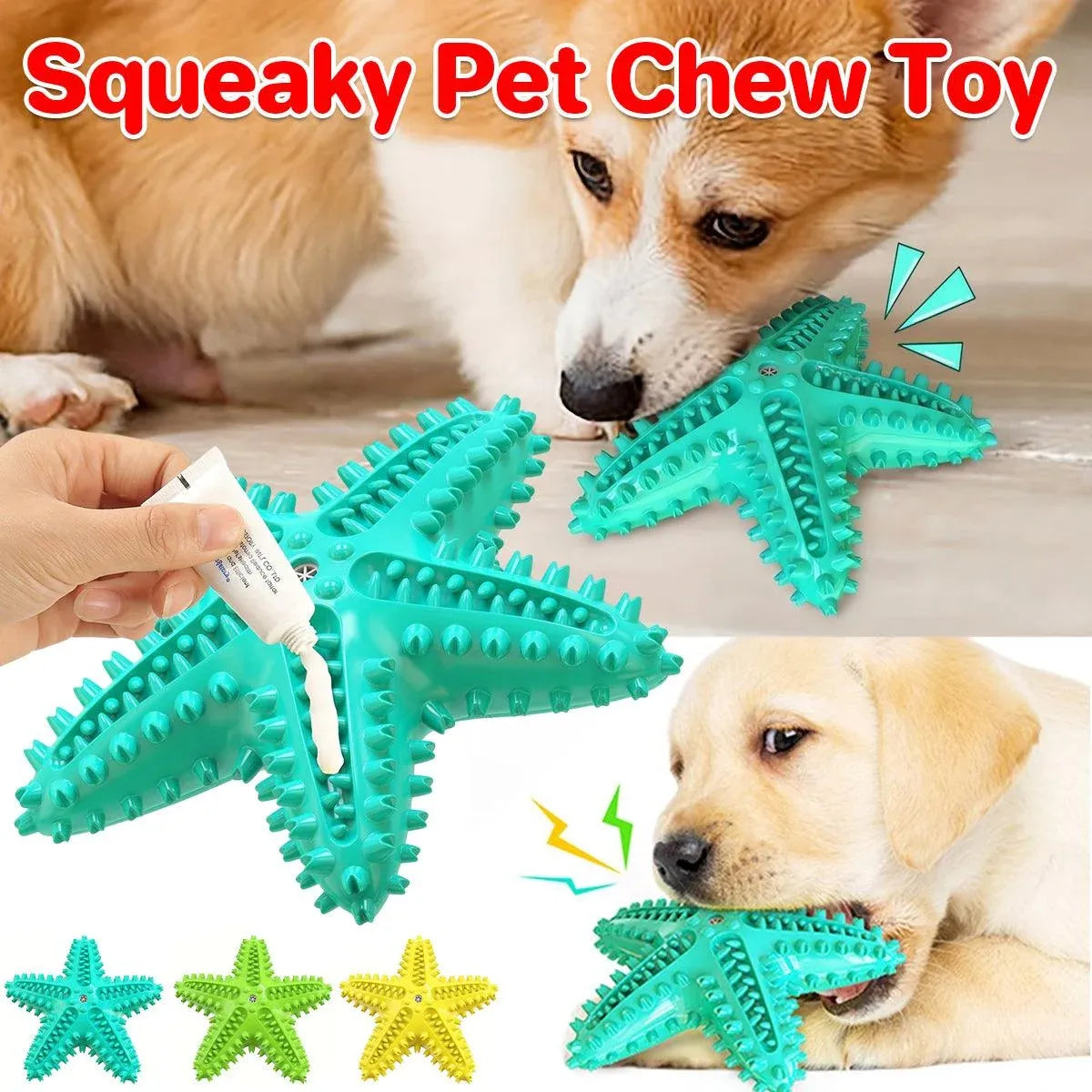 Pet Starfish Floating Dog Toy Audible Water Toy for Dogs Interactive Play Fun - Lake Blue