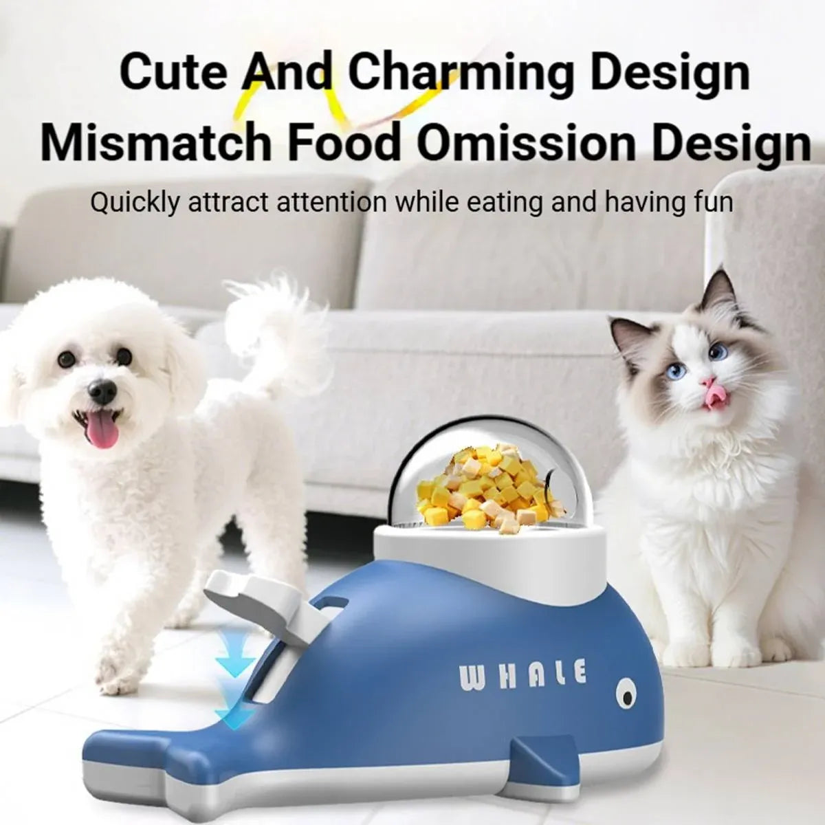 Whale Shaped Treat Feeder Slow Feeder For Cat Dog Interactive Self Play Pet Toy