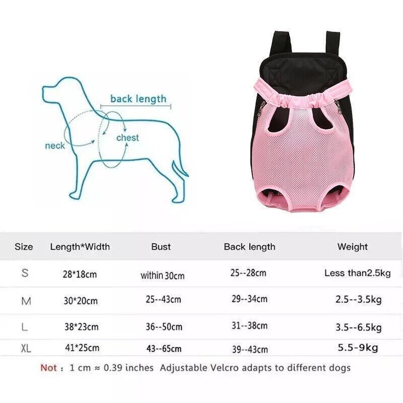M Size Pet Carrier Dog Cat Puppy Front Back Backpack Shoulder Carry Sling Pouch Bag - Black