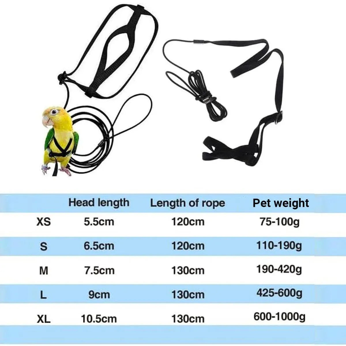 S Pet Parrot Bird Harness Lead Leash Flying Training Rope Cockatiel Outdoor - Red