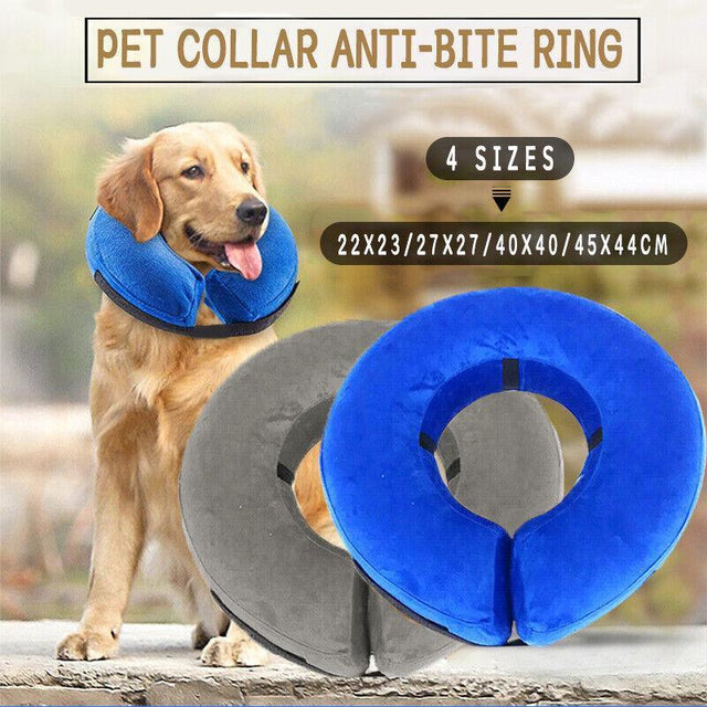 Blue Pet Dog Inflatable Soft Healing Collar Cone Wound Medical Jackets L 40*40CM
