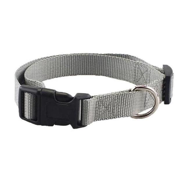 L Size Dog Puppy Pet Collar Adjustable Nylon Toy Large Pink Blue Red Black - Grey