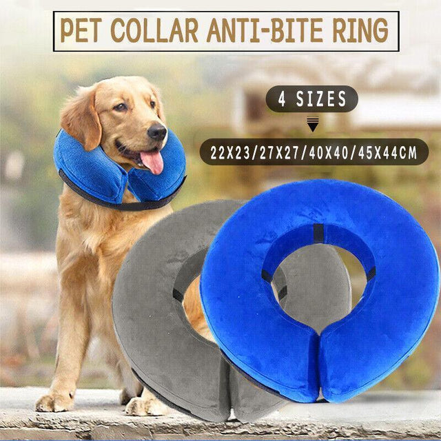 Grey Pet Dog Inflatable Soft Healing Collar Cone Wound Medical Jackets L 40*40CM
