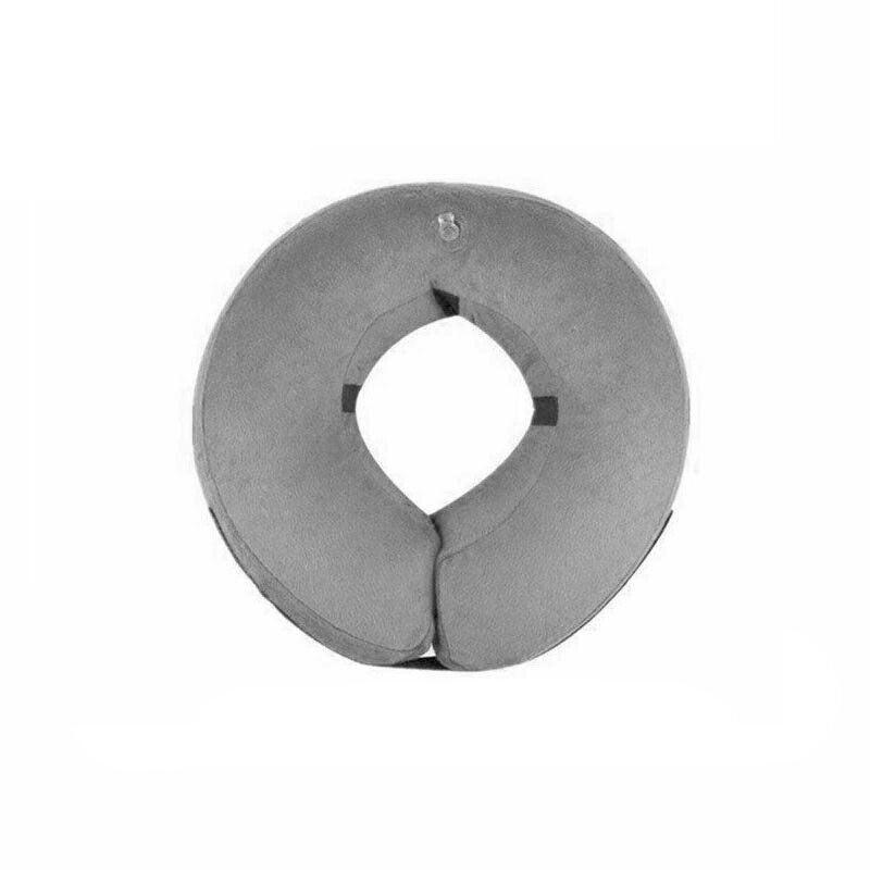 Grey Pet Dog Inflatable Soft Healing Collar Cone Wound Medical Cat Protective Jackets - S (22*23CM)