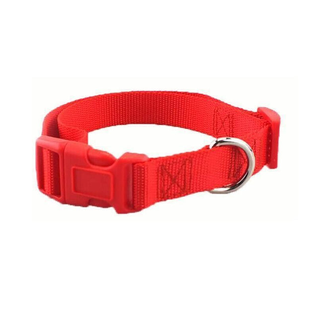 L Size Dog Puppy Pet Collar Adjustable Nylon Toy Large Pink Blue Red Black - Red