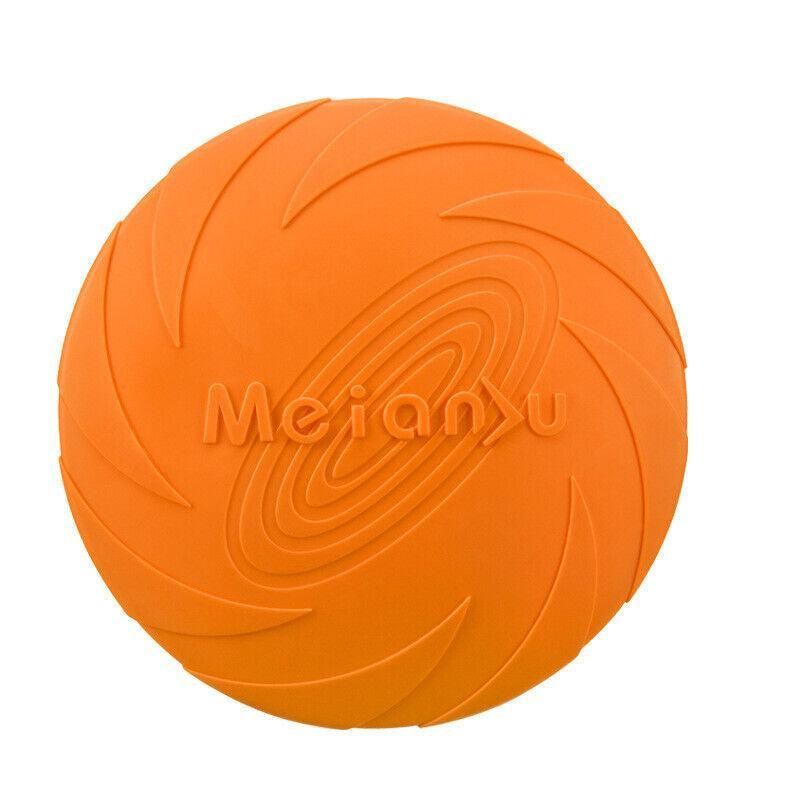 Frisbee Toy for Dogs Outdoor Fetch Training Soft Rubber Pet Flying Disc 18cm - Orange