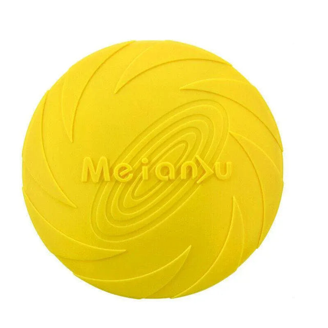 Frisbee Toy for Dogs Outdoor Fetch Training Soft Rubber Pet Flying Disc 18cm - Yellow